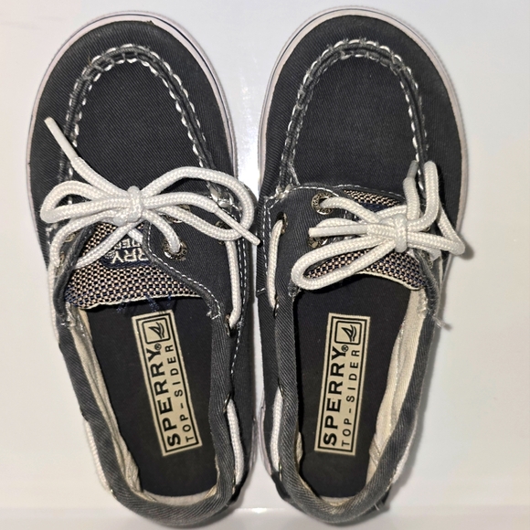 Sperry Top-Sider: Halyard, Youth: 10.5, Charcoal Blue, EUC, Salt-Washed Canvas - Picture 1 of 8